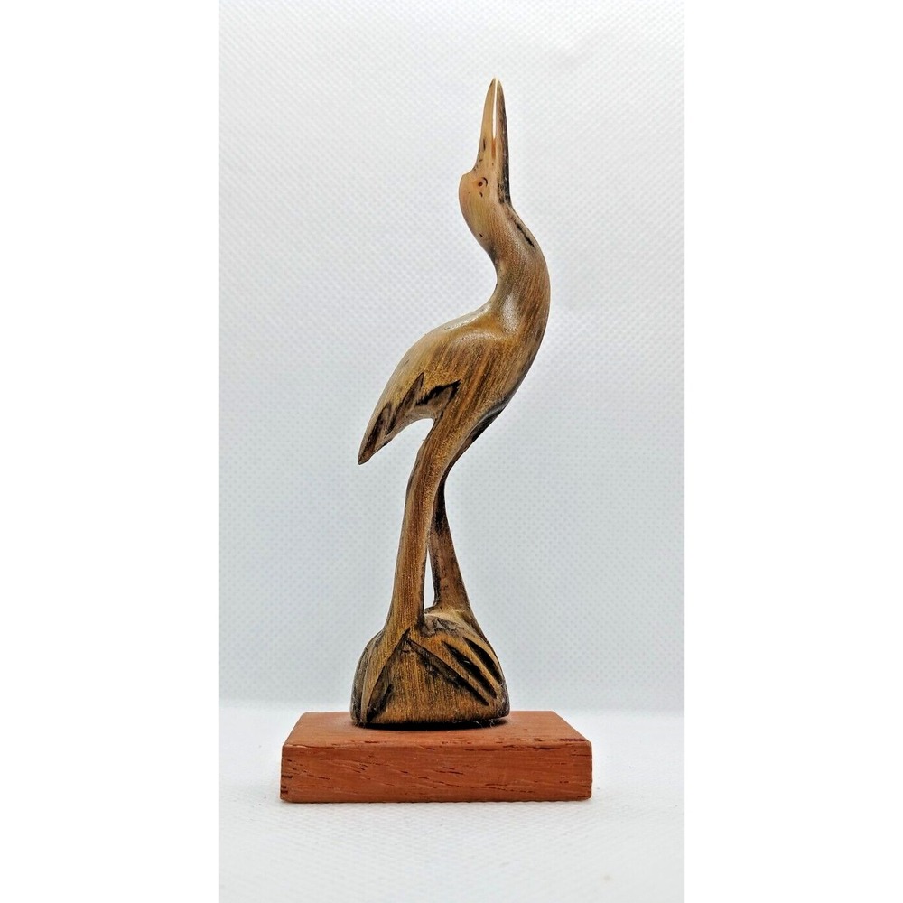 Hand Carved Wood Cranes Herons Bird Figurines Ring Holder RARE smooth wood